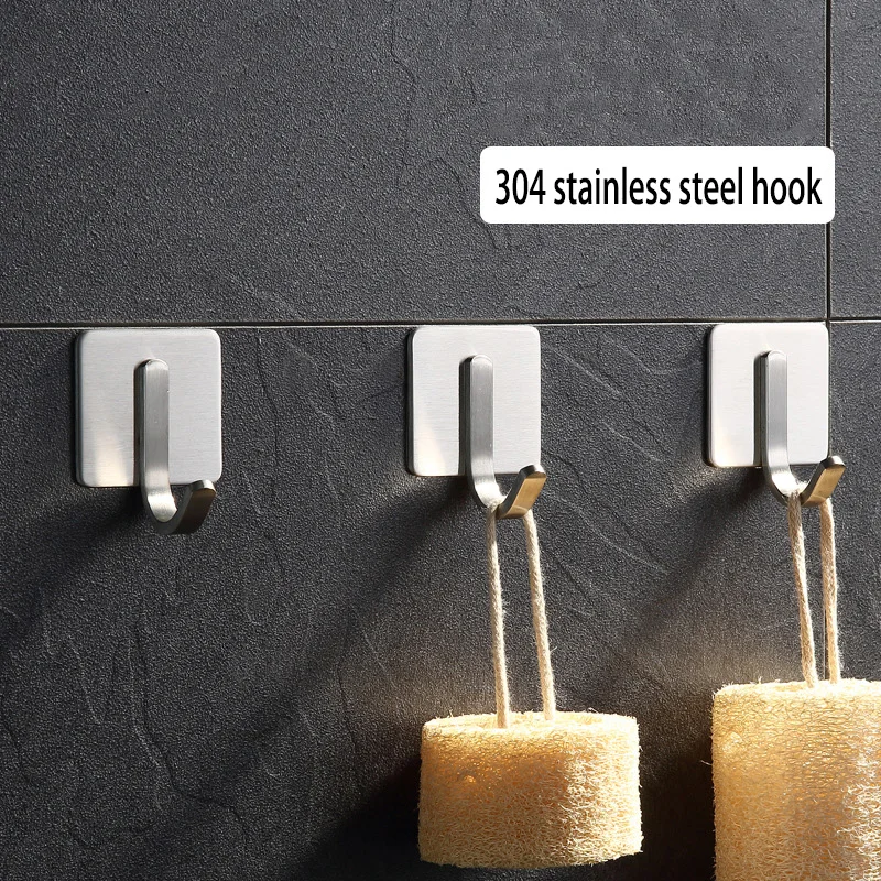 5 PCS 304 Stainless Steel Self Adhesive Hooks Kitchen Bathroom Shower Hanger for Towel Key and Kitchenware | Обустройство дома