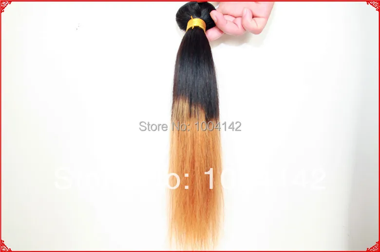 Hot Sale Ombre Brazilian Human Hair Weaving Straight 1pcs 10-34inch 100g/pcs Two Tone Color T1B/27 |