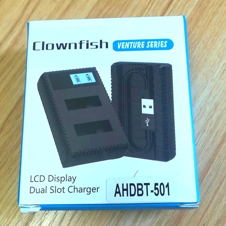 Clownfish для Gopro hero 8 7 6 5 4 3 батарея USB lcd двойной порт зарядное устройство чехол AHDBT 501 301 зарядное устройство аксессуары