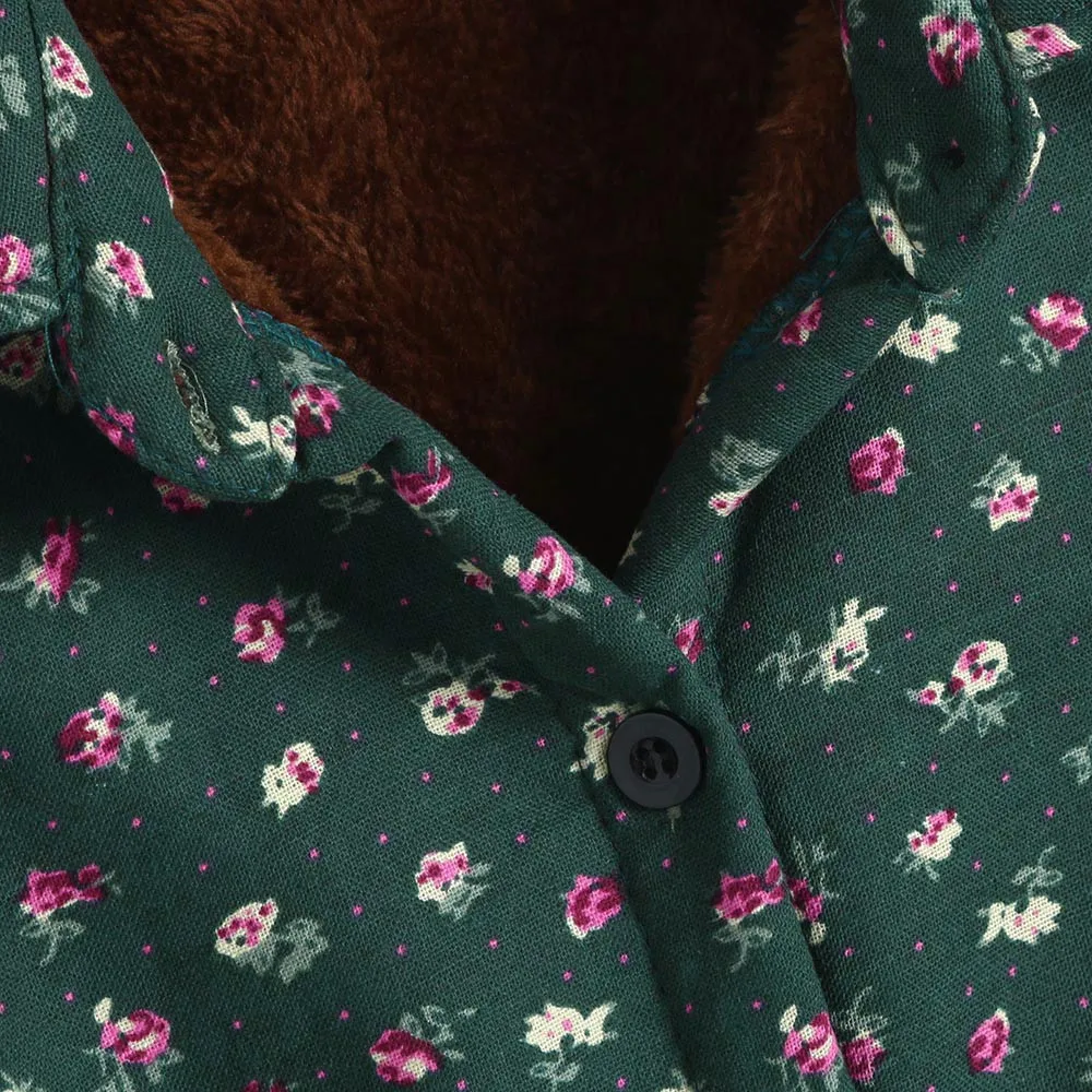 JAYCOSIN High Quality Women Cotton Linen Winter Warm Plus Velvet Coat Folk-Custom Green Print Outcoat Jacket | Женская одежда