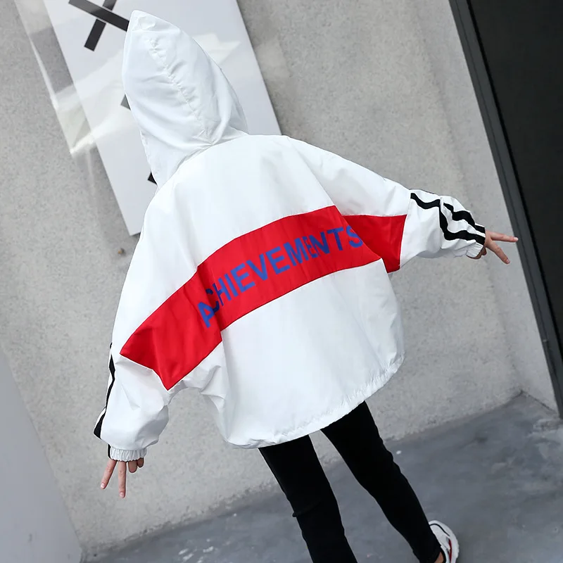 Spring 2019 Children Coat for Girl Windproof Hoooded Jackets Teenage School Girls Climbing Clothes Loose Mountaineering Coats | Детская