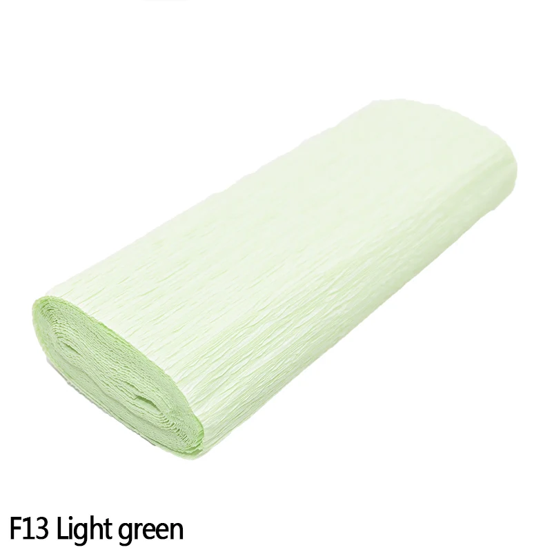F13 Light green 250cm*10/15/25/50 cm Crinkled Crepe Paper Gifts Flower Wrapping Wedding Festive Party Decoration DIY Fold Scrapbooking Crafts - Color: F13 Light green