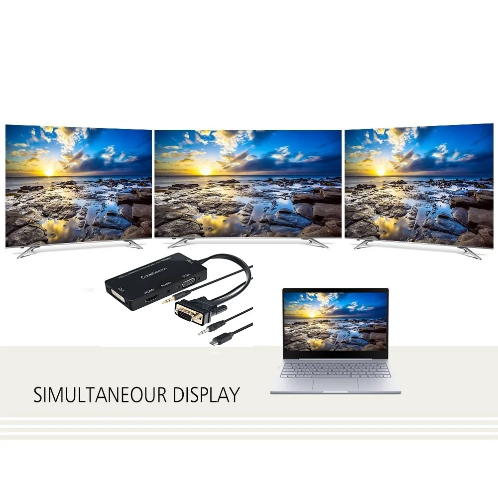 Кабель VGA 15 Pin папа к HDMI DVI 4в1 с микро USB адаптер питания конвертер для настольного