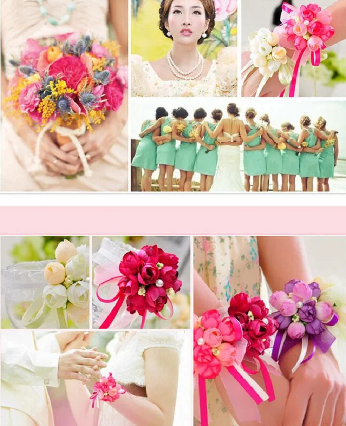 Товары для фестиваля розовое запястье корсаж подружки невесты сестры цветы