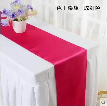 fushia Высокое качество, 5 шт., 30*275 см, 21 цвет, атласные настольные бегуны, 1" x 108", свадебные украшения,, CR-892 - Цвет: fushia