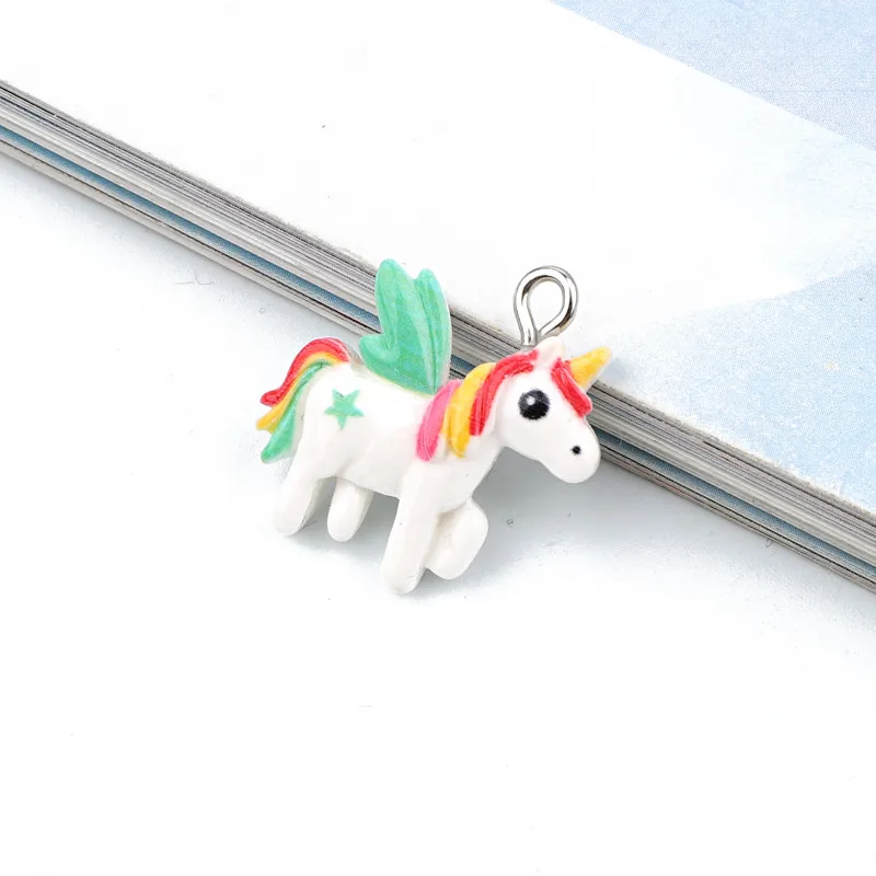 3. 2.5cmx2.5cm small 6 шт. каваи Единорог Смола амулеты детские игрушки Подвески DIY Результаты милые животные серьги ожерелье брелок для ключей, ювелирные аксессуары F532 - Metal color: 3. 2.5cmx2.5cm small