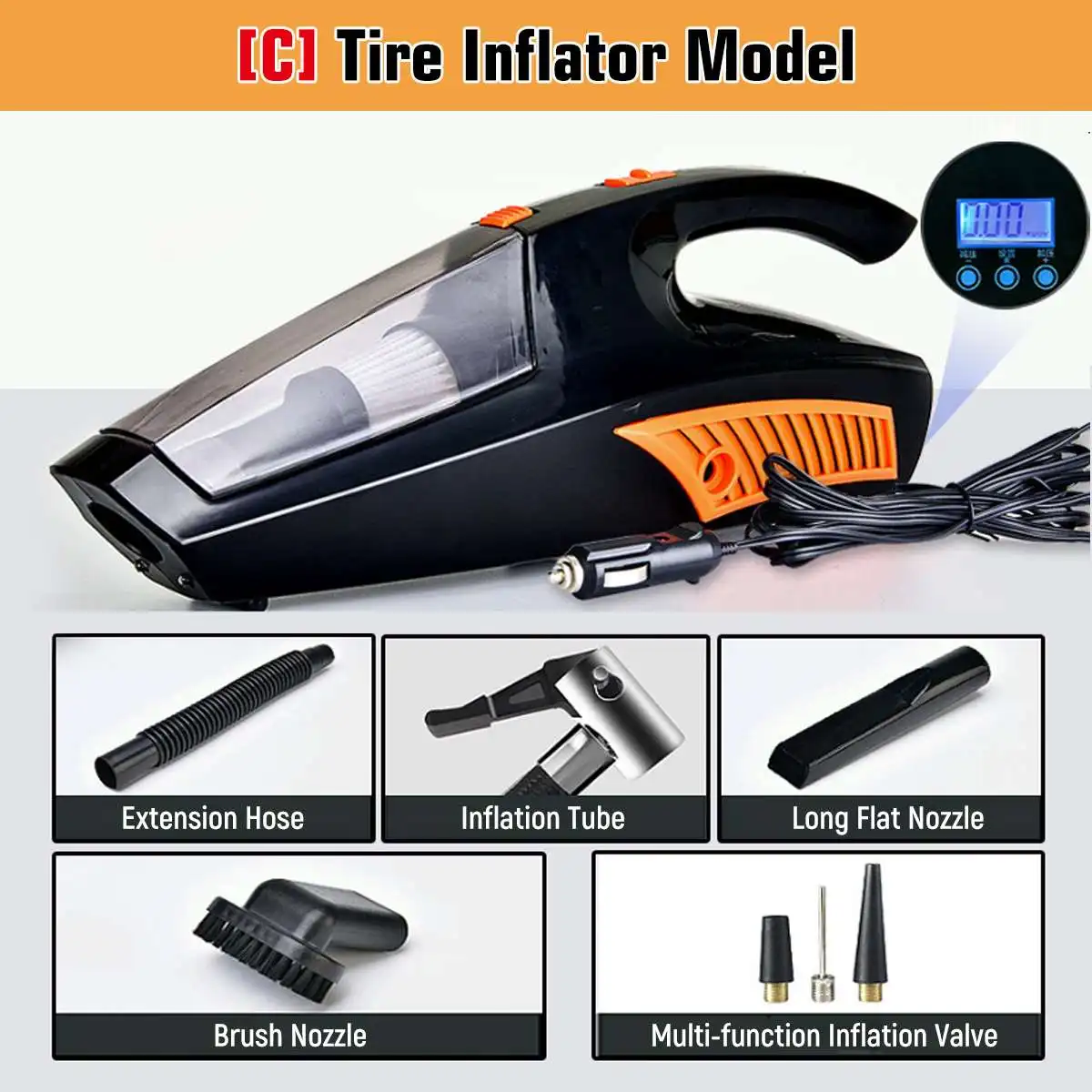 Tire Inflator Model Автомобильный пылесос 12 в беспроводной автоматический портативный влажный сухой - Цвет: Tire Inflator Model