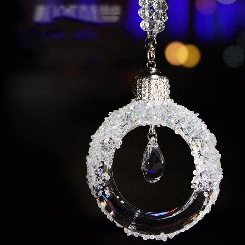 Кристалл зеркало заднего вида интерьер круг кулон декоративная подвеска для