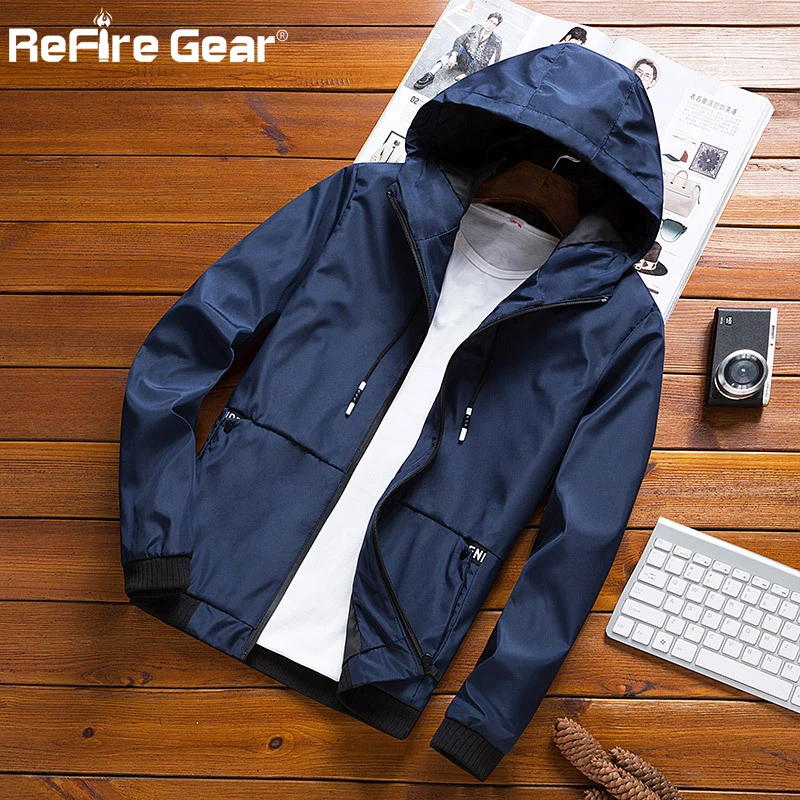 Куртка ReFire Gear мужская с капюшоном повседневная ветрозащитная тонкая Модная