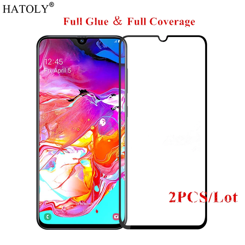 

2PCS For Samsung Galaxy A70 Glass Tempered Glass for Samsung Galaxy A70 Film Full Glue Screen Protector for Samsung Galaxy A70