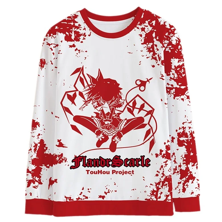 Аниме TouHou Project Remilia Scarlet Flandre Scarlet Косплей Толстовка для девочек осень и зима с капюшоном на молнии женские пуловеры, пальто, топы - Цвет: Pullover 02