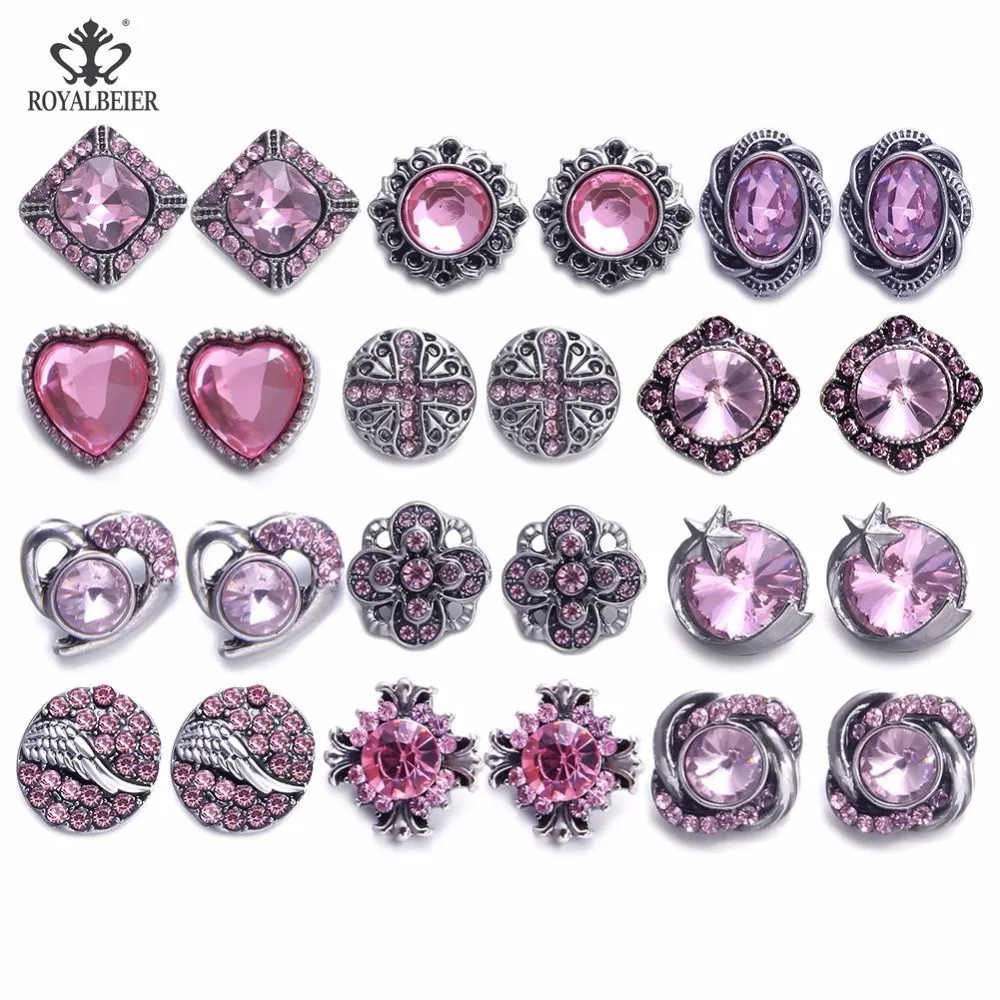RoyalBeier 24 шт./лот Rhineston смеси кнопок 12 мм Металлические бусины для браслета DIY
