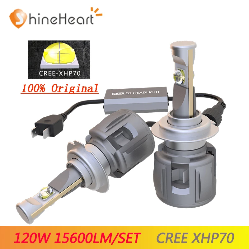 

All in one 12V 6000k white color CR-EE X70 XHP70 auto&motorcycle LED headlight bulbs D2S H4 H7 H8 H9 H11 7800lm 60W each bulb