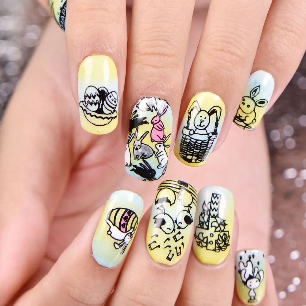 BeautyBigBang штампованные пластины Счастливой Пасхи яйца милый кролик изображение 6*12 см Форма для ногтей наклейки для ногтей штамповка пластины XL-058