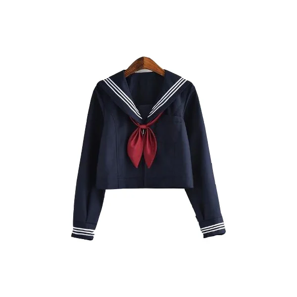 2100 LONG SLEEVE Белый, 3 линии, темно-синий, японский, JK, наборы, школьная форма, для девочек, для средней школы, для женщин, новинка, матросские Костюмы, янки, форма для девочек, JJKN2100 - Цвет: 2100 LONG SLEEVE