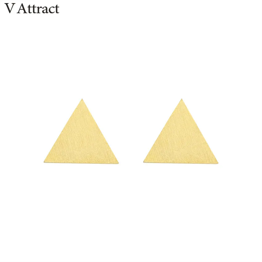 V Attract Geometric Triangle Stud Earrings Rose Gold Brincos 2018 Stainless Steel Minimalist Pyramid Jewelry For Women and Men | Украшения