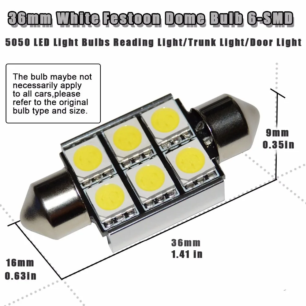 Комплект 10 лампад Torpedo De Led подавитель 6smd 36 мм Promocao Teto Pingo | Автомобили и мотоциклы