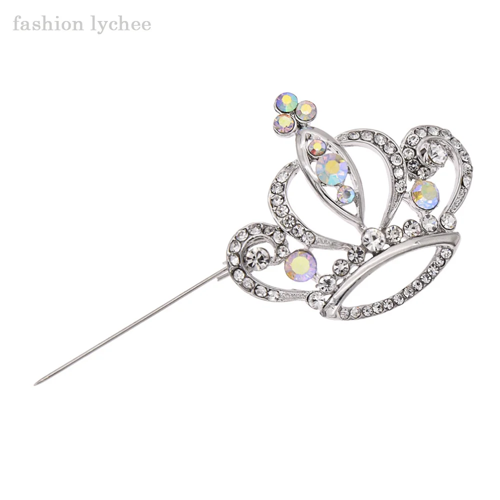 Женская Винтажная брошь в форме короны lychee с кристаллами для банкета свадьбы