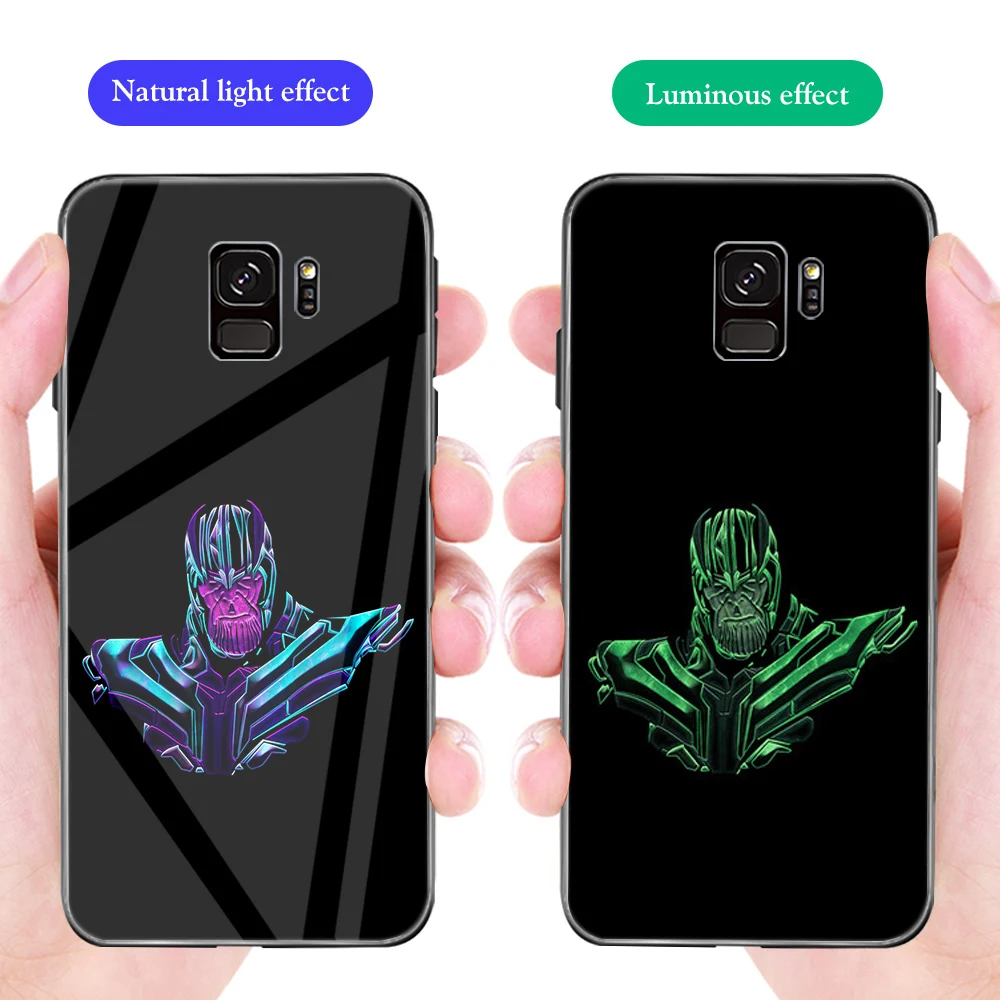 Чехол для телефона ciciber для samsung Galaxy S10 S9 S8 S7 Note 10 9 8 Plus S10e S10+ Edge Марвел Капитан Америк светящееся закаленное стекло - Цвет: WM03777