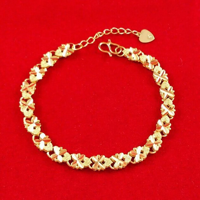 Женский браслет из натурального золота 4 мм 19 см|heart bracelet|bracelet fashionbracelet free shipping |