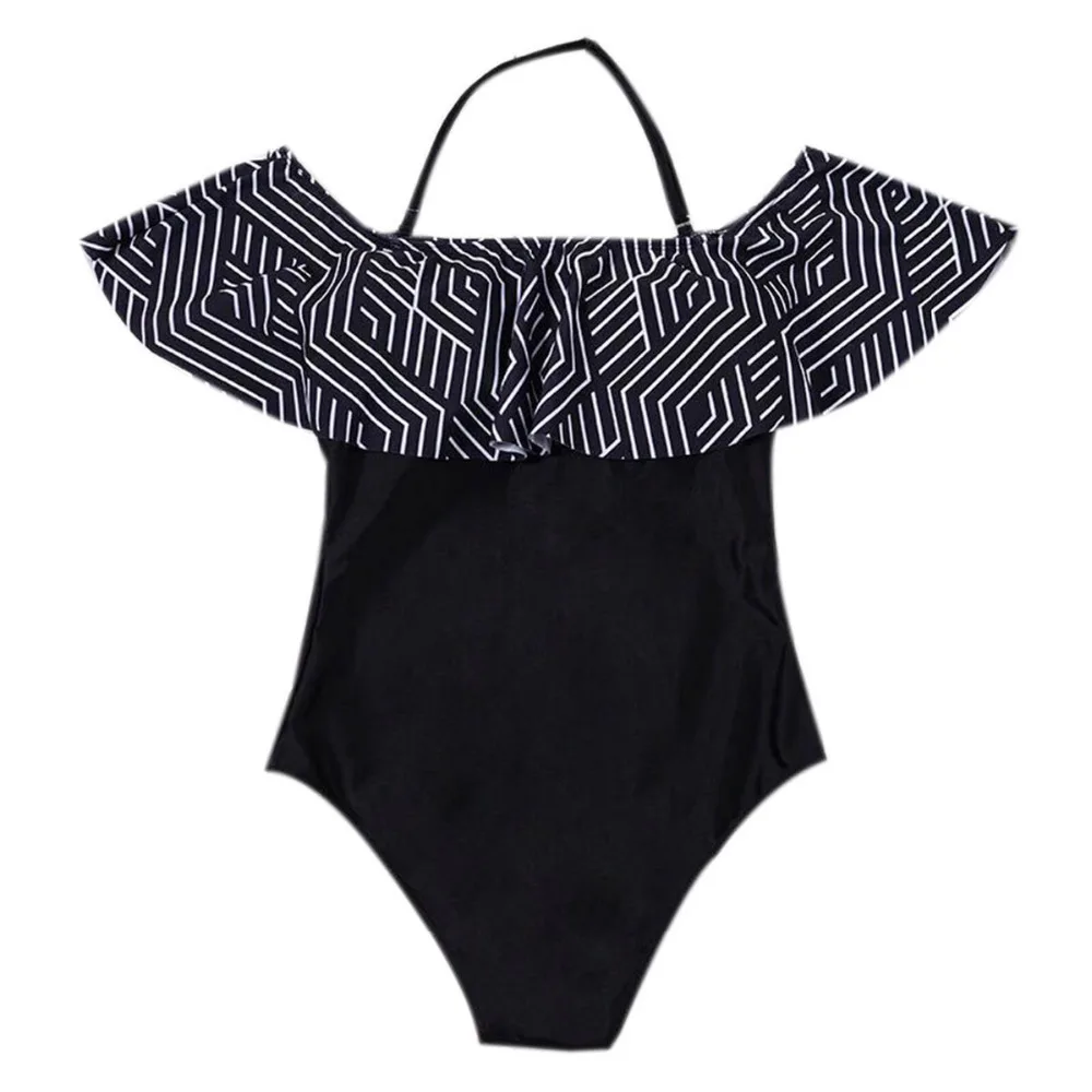 

Off The Shoulder Solid Swimwear Women One Piece Swimsuit Female Bathing Suit Ruffle Monokini Swim Wear