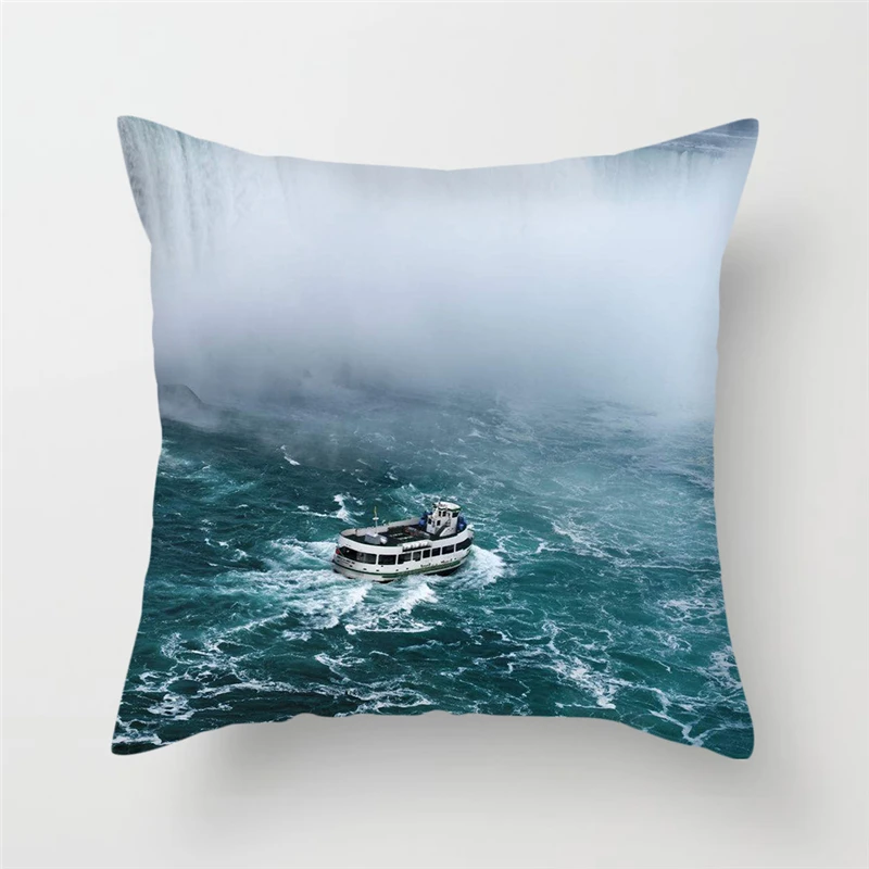 Чехол для подушки Fuwatacchi с живописным принтом чехол закатом океаном озездами