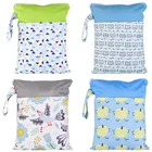 Simfamily 36*28 см влажная Сумка водонепроницаемая сумка для подгузников с принтом двойной карман ручка из ткани мультяшная пеленка сумка для мам
