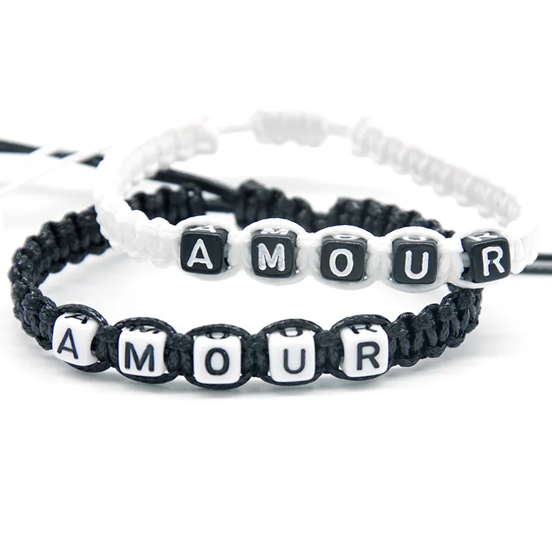 1 шт. романтическая пара AMOUR Happiness очаровательные браслеты Веревка цепочка