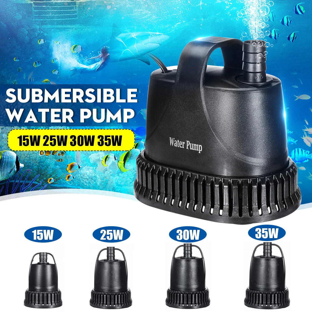 AC220-240V 15 Вт 25 Вт 30 Вт 35 Вт водяной насос для подводный для аквариума Аквариум Регулируемый Насос с расходомером фонтан особенность насос+ насадки