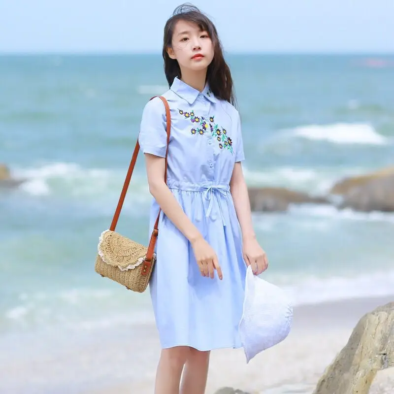 Летнее платье Mori Girl новинка 2019 модные женские платья с коротким рукавом и