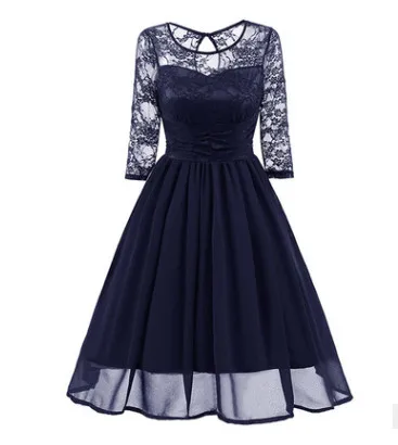 Robe De Soriee новые фиолетовые платья подружек невесты с длинными рукавами прозрачные кружевные шеи темно-красные дешевые Выпускной вечернее платье Выпускное Платье - Цвет: navy blue