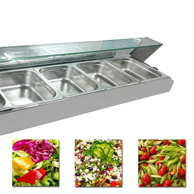 5 кастрюль мокрого колодца темп Bain Marie Нержавеющая Сталь питание подогреватель еды стеклянная верхняя часть