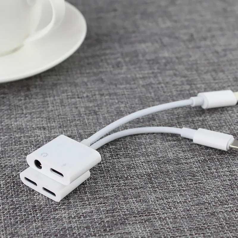 2 в 1 наушников аудио адаптер для Lightning Jack Aux iPhone 7 8 Plus X XS сплиттер конвертер кабель