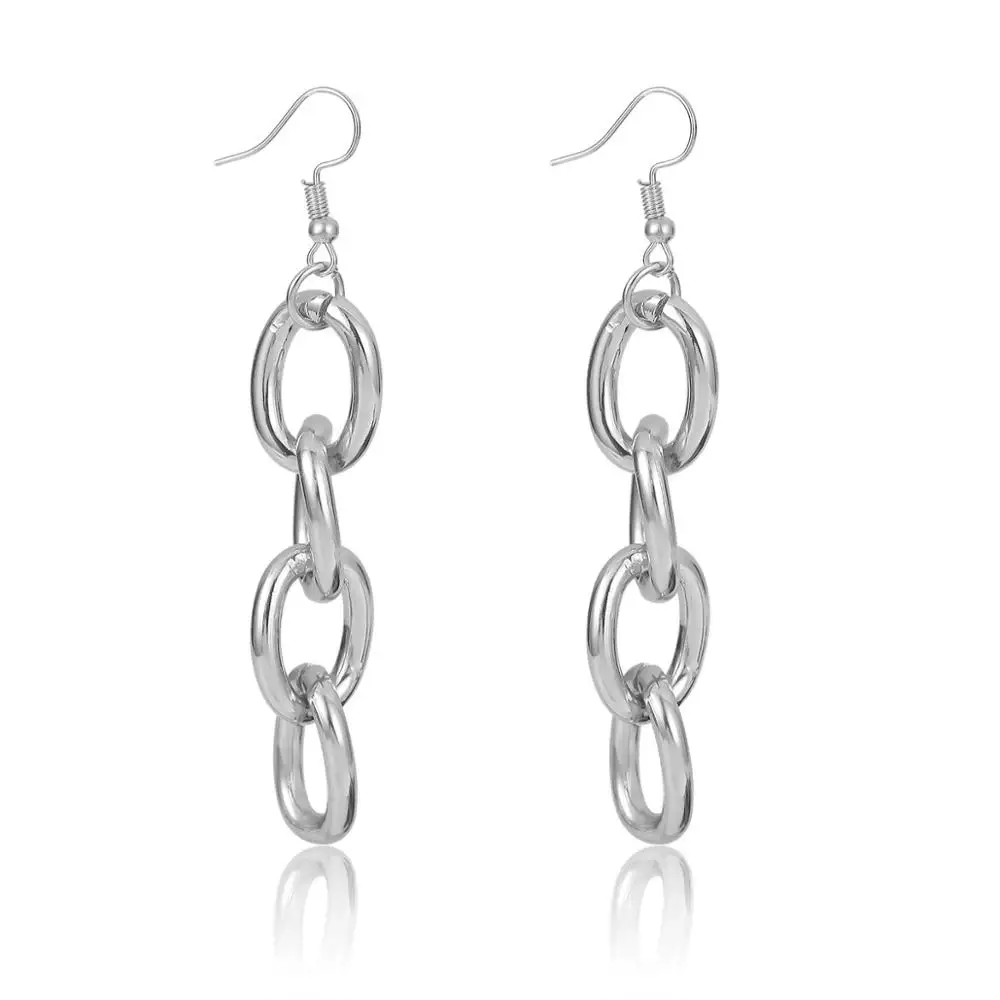 Silver Новинка, золотые серебряные серьги для женщин и девушек, круглые геометрические классические элегантные длинные аксессуары, Женские винтажные круглые серьги - Окраска металла: Silver