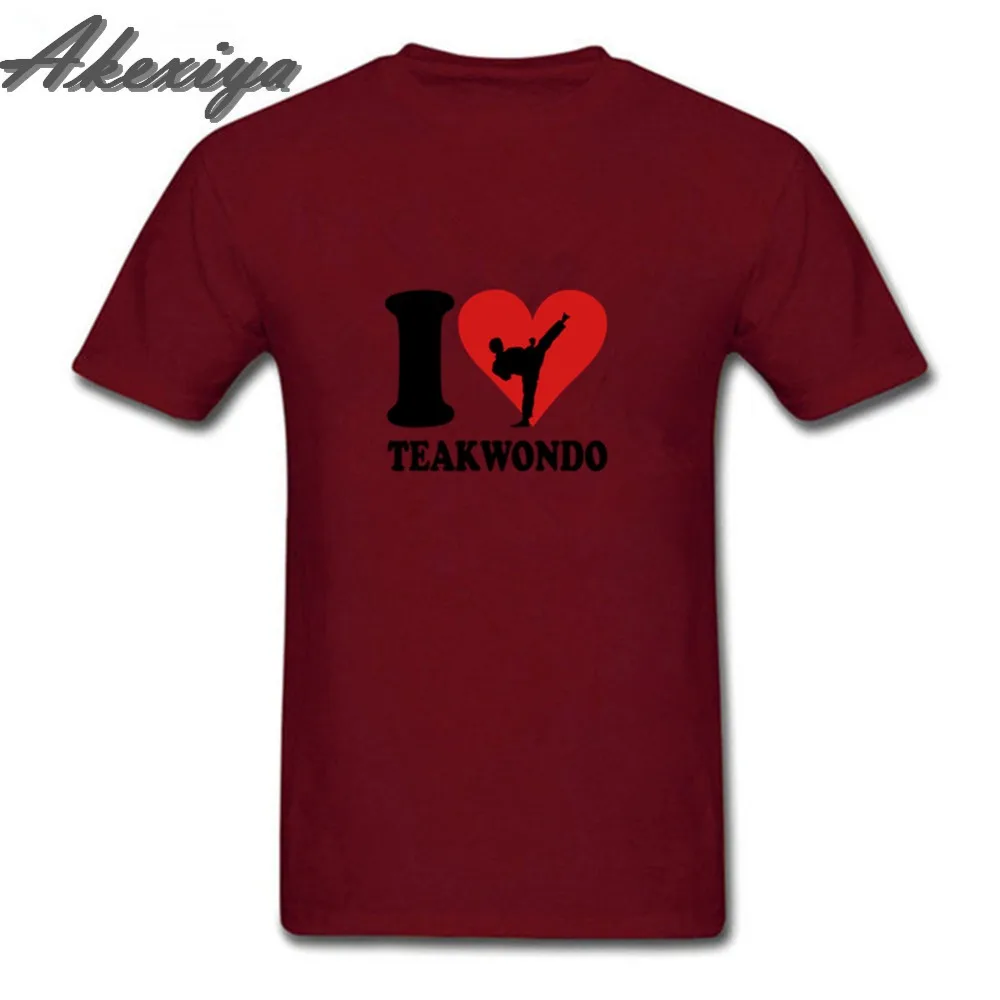Футболка мужская с принтом I love Teakwondo дизайнерская одежда для фитнеса тенниска из