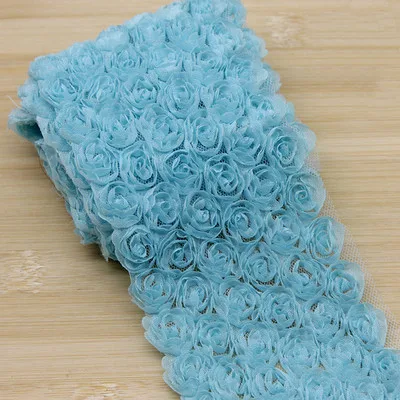 5Yd/лот 14 цветов DIY бант кружевная ткань 6 рядов 3D Роза кружевная отделка телефон красота кружева RS630 - Цвет: blue