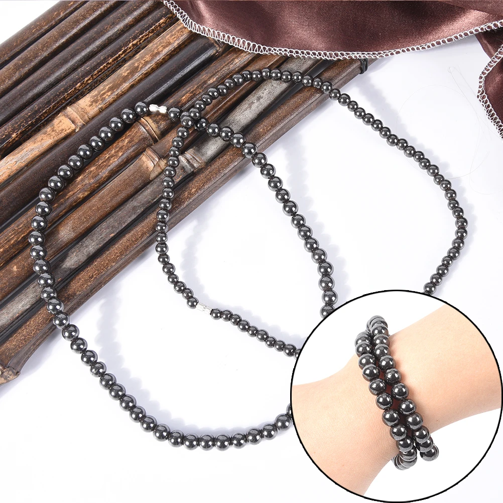 6 мм/8 мм Женский Мужской черный крутой магнитный браслет бусины гематит камень