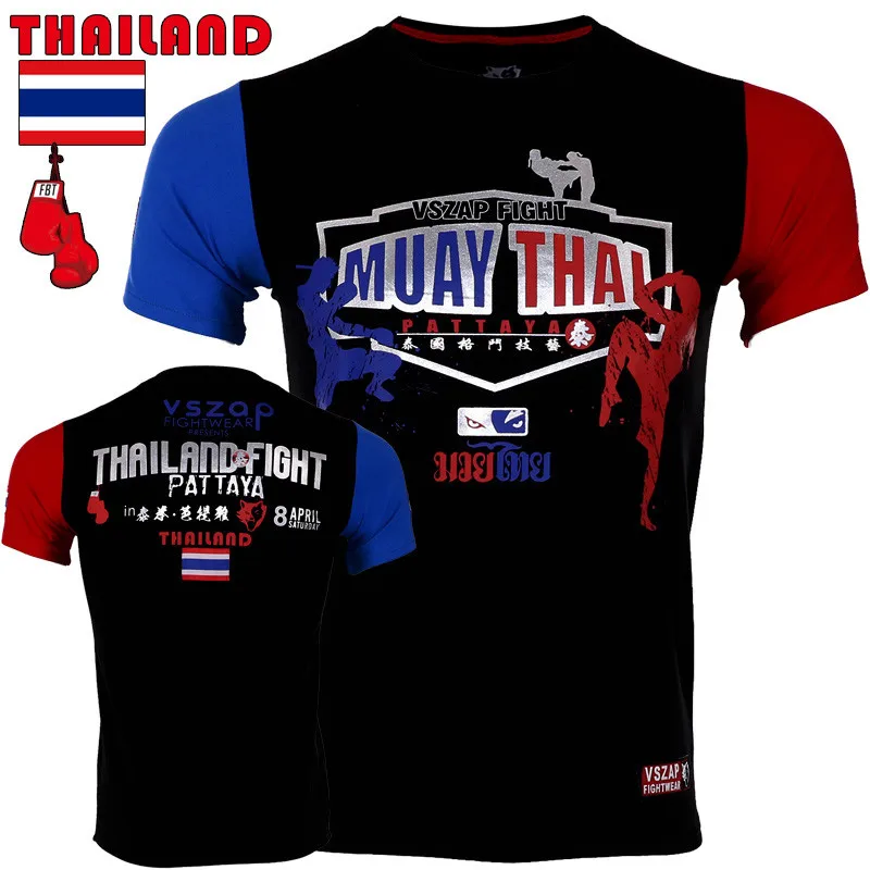 VSZAP Фитнес футболка с коротким рукавом Муай Тай футболки UFC Fight Fighting Комплексная