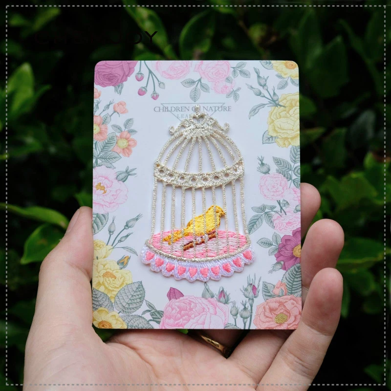 Нашивки с утюгом в виде птичьей клетки Пришивные нашивки вышивкой аппликация для