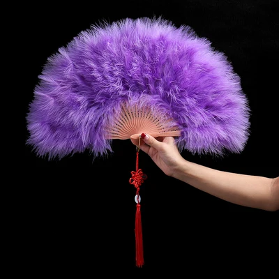 HQ Light purple 2 шт много утолщаются пушистые складные Marabou свадьба свадебный душ реквизит для фото вечеринок перо ручные вентиляторы - Цвет: HQ Light purple