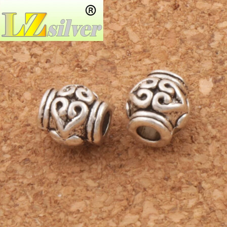 

Filigree Heart Tube Beads Spacers Bead Jewelry Findings L535 46pcs 6.5x6.2mm Zinc Alloy