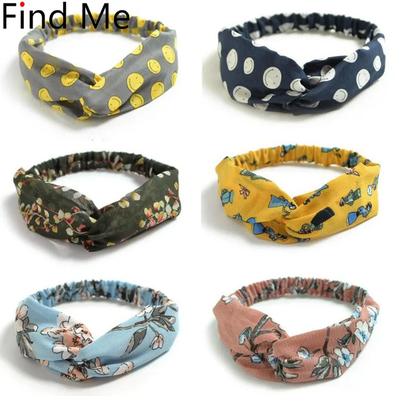 Женская эластичная повязка на голову Find Me для волос с цветочным принтом и
