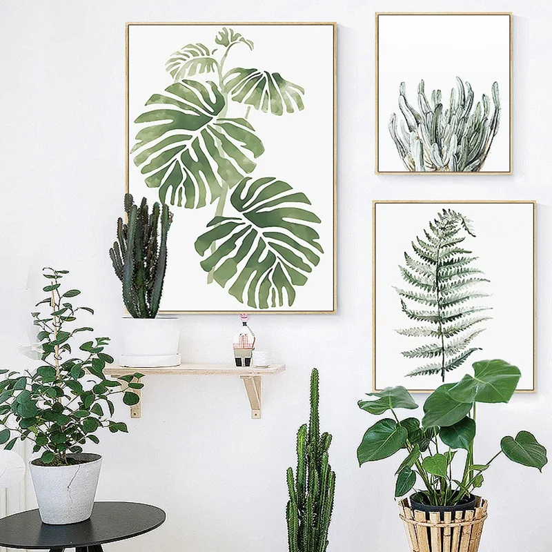 3 шт./лот скандинавский маленький свежий зеленый Растительный декор картины для