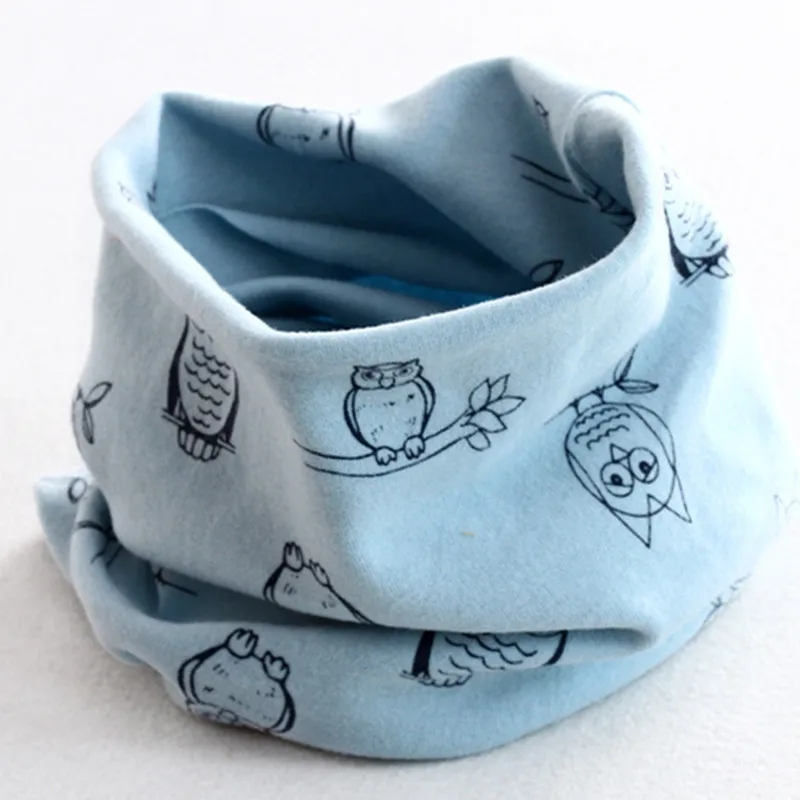 owl ligth blue Хлопковый Детский шарф; детские нагрудники; бандана; тканевая повязка на шею; шейный платок; Детский шарф; воротник; сезон осень-зима - Цвет: owl ligth blue