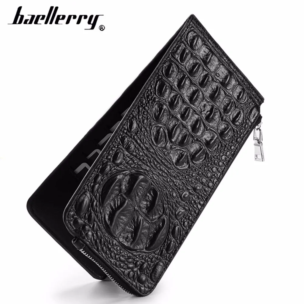 Baellerry мужские кожаные кошельки крокодиловый узор натуральная кожа кошелек для
