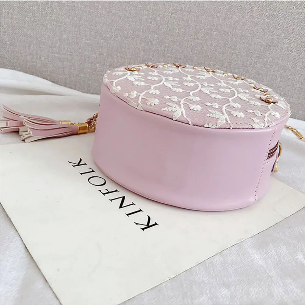 Новая корейская модная женская сумка на молнии с вышивкой и бахромой мессенджер