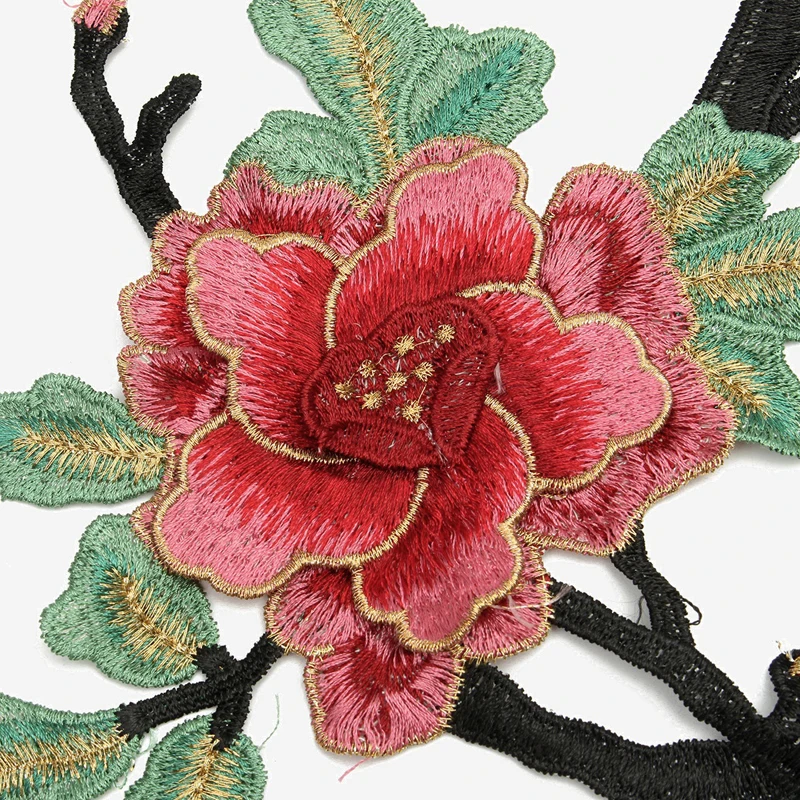 3D розовый цветок пиона вышитая аппликация для одежды нашивки Ципао ручная работа