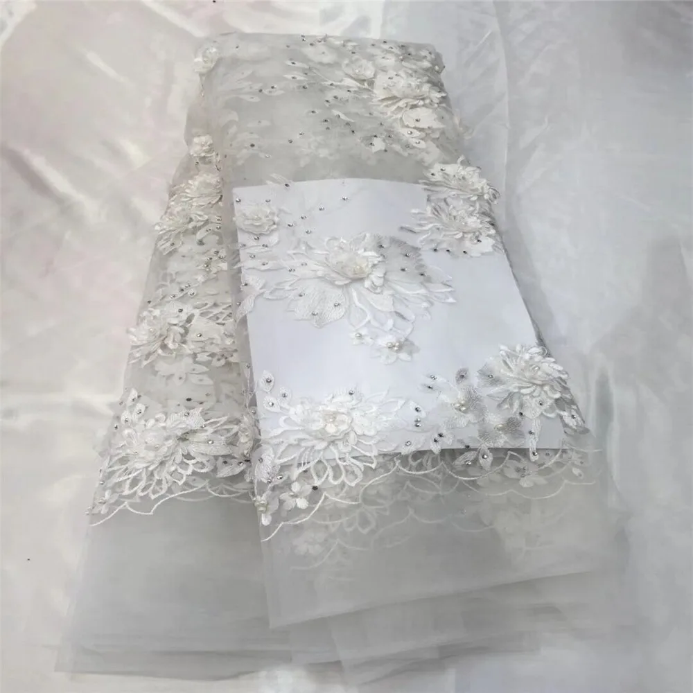 2018 новый стиль Французский Чистая кружевная ткань 3D цветок африканский тюль