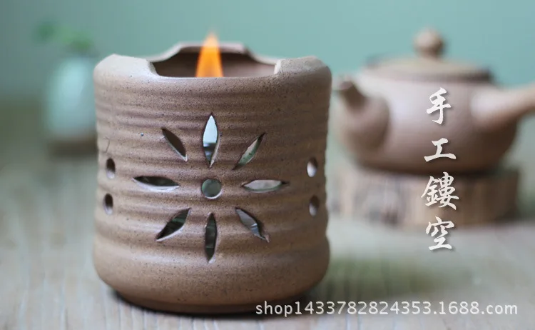 Ручная работа шероховатая керамика чайник подогреватель спиртовая плита