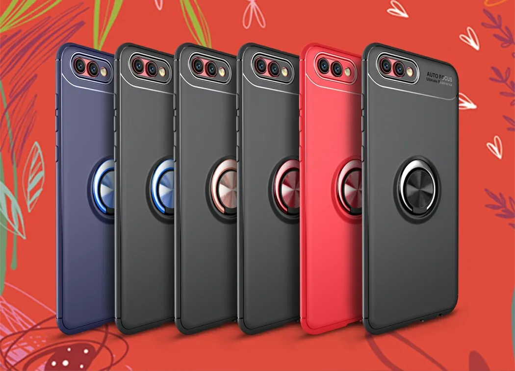 Для huawei honor V10 чехол 360 градусов вращения Магнитная металлическое кольцо
